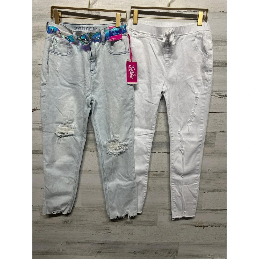 Justice Arizona Kidpik Bundle Girls 16 Pink‎ White Distressed Mom Core